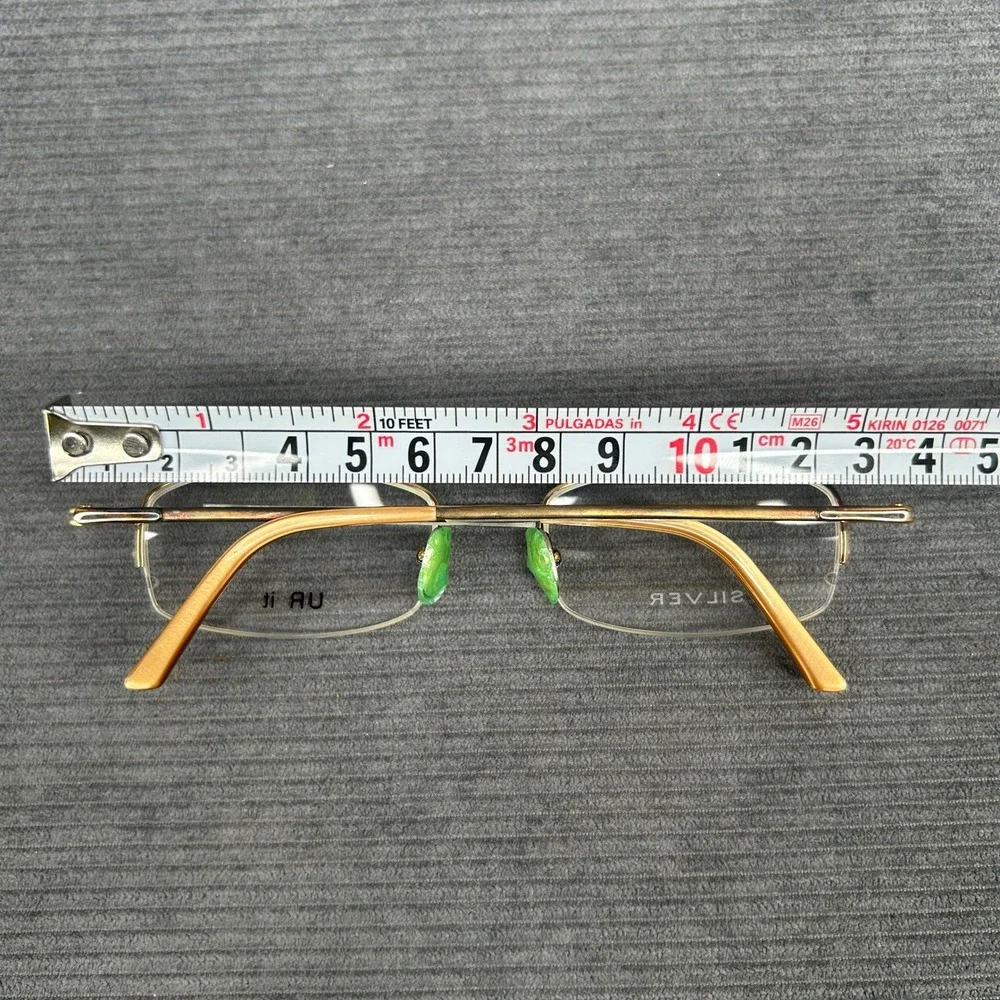UR it Silver Semi-Rimless Y2k Eyeglass Frames Gold Amber 50-18-135 C2 Korea
